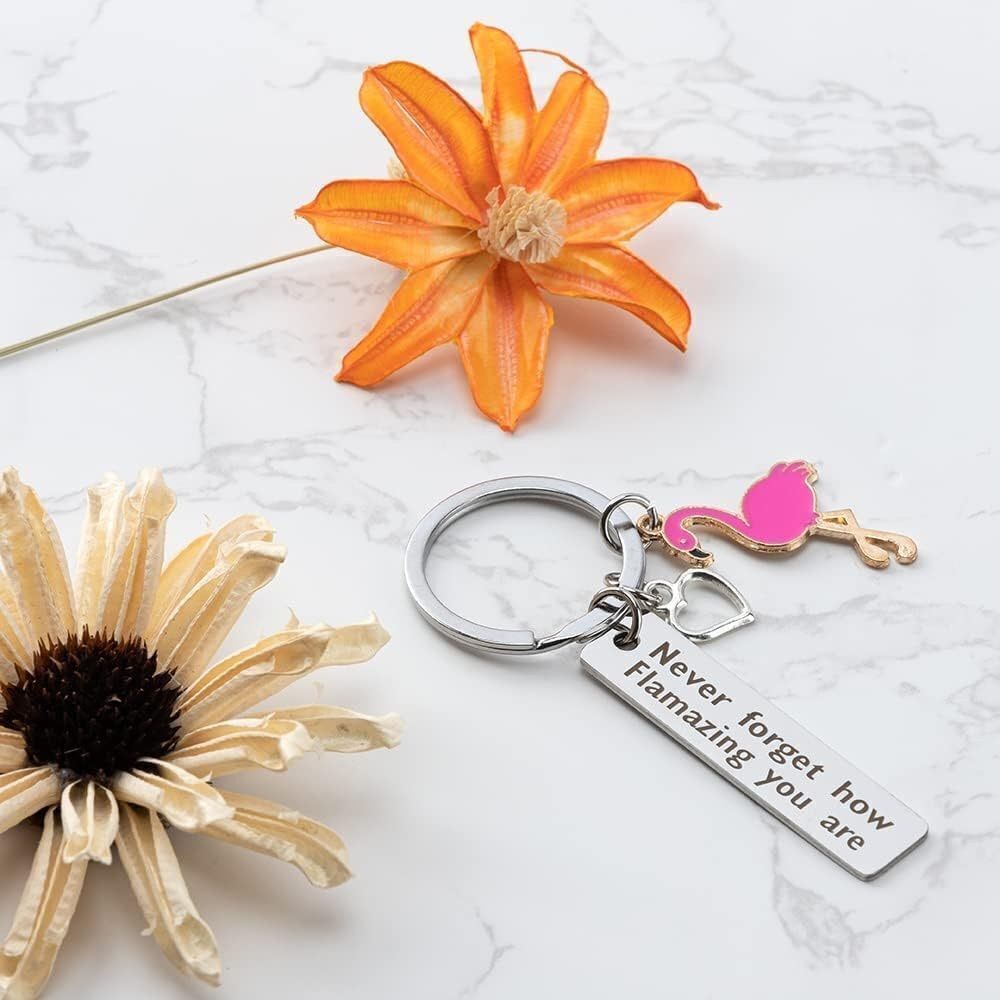 Never Forget How Flamazing You Are! Flamingo Keychain - Picture 3 of 6